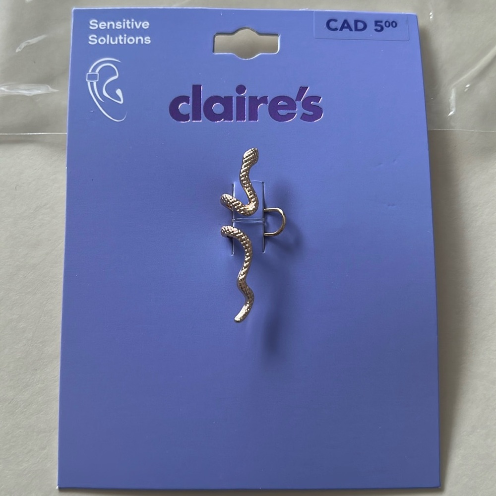Gold snake cartilage cuff earring